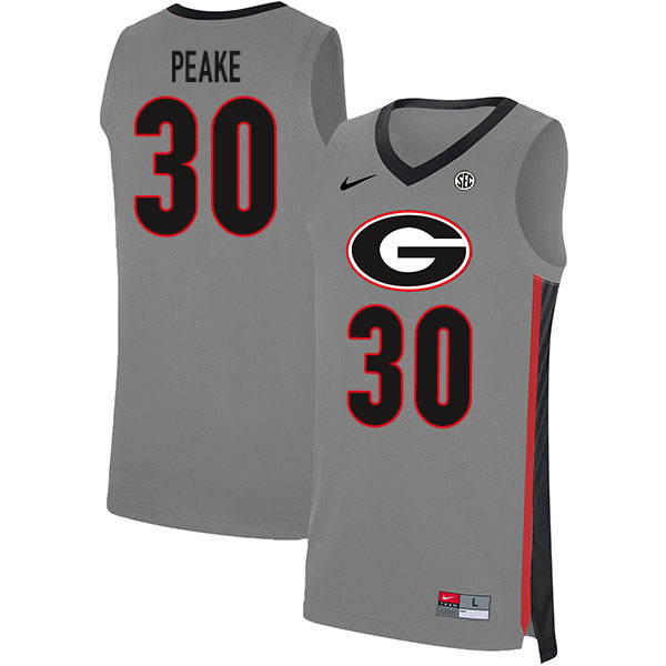 2020 Men #30 Mike Peake Georgia Bulldogs College Basketball Jerseys Sale-Gray - Click Image to Close